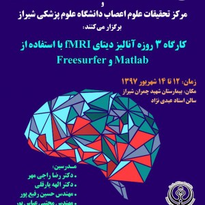 کارگاه سه روزه آنالیز دیتای MRI و fMRI با استفاده از نرم افزارهای Matlab وFreesurfer ، ویژه مدرسه تابستانه شیراز